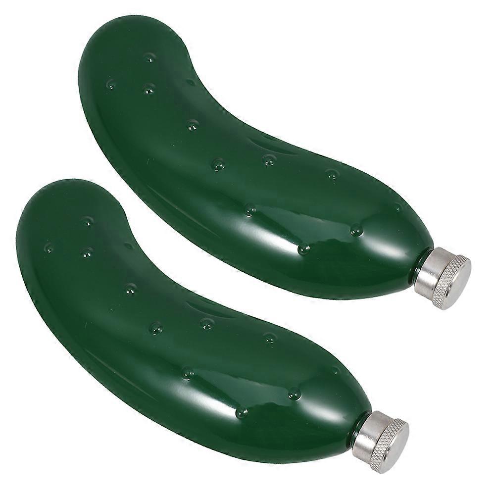 Portable Pocket Hip Flask Stainless Steel Whiskey Flask Green 2Pcs Set