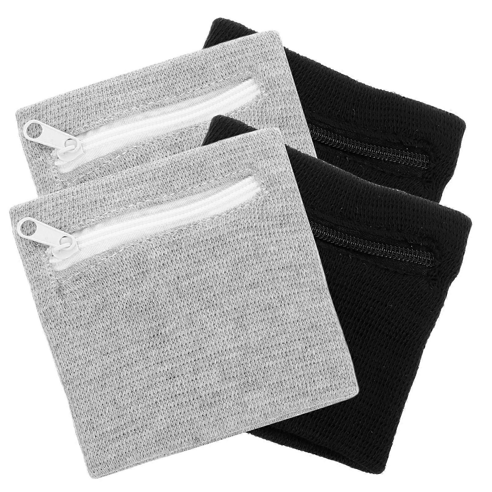 Wrist Bag Zipper Wristband Wallet for Running Hiking Gym Breathable with Adjustable Tightness Secure Storage 4Pcs