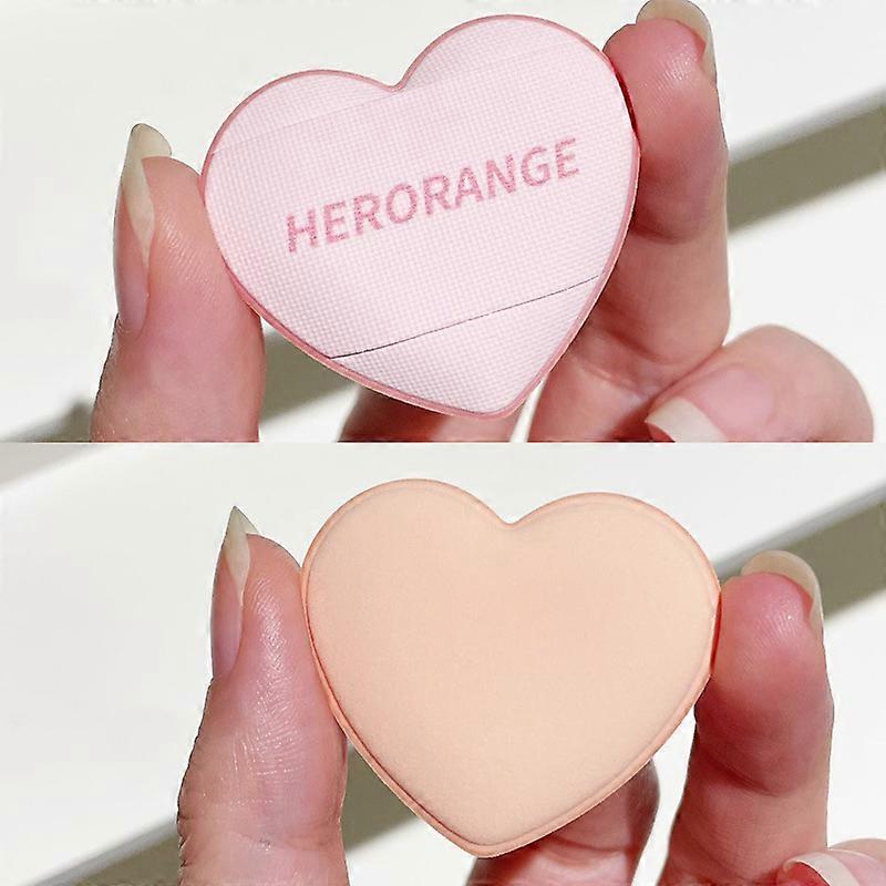 Heart-shaped thumb-shaped powder puff, dual-use (wet and dry), mini and portable, for setting makeup without absorbing too much product, and