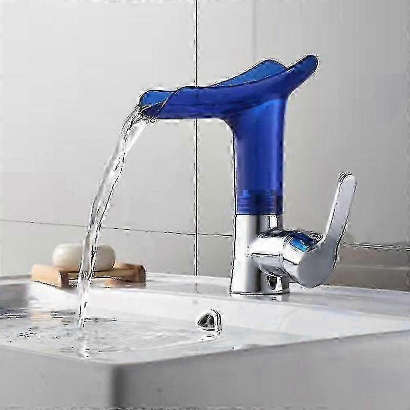 Lavabo in rame Cascata Acqua calda e fredda Mobile bagno Lavabo Household Countertop Lavabo rubinetto