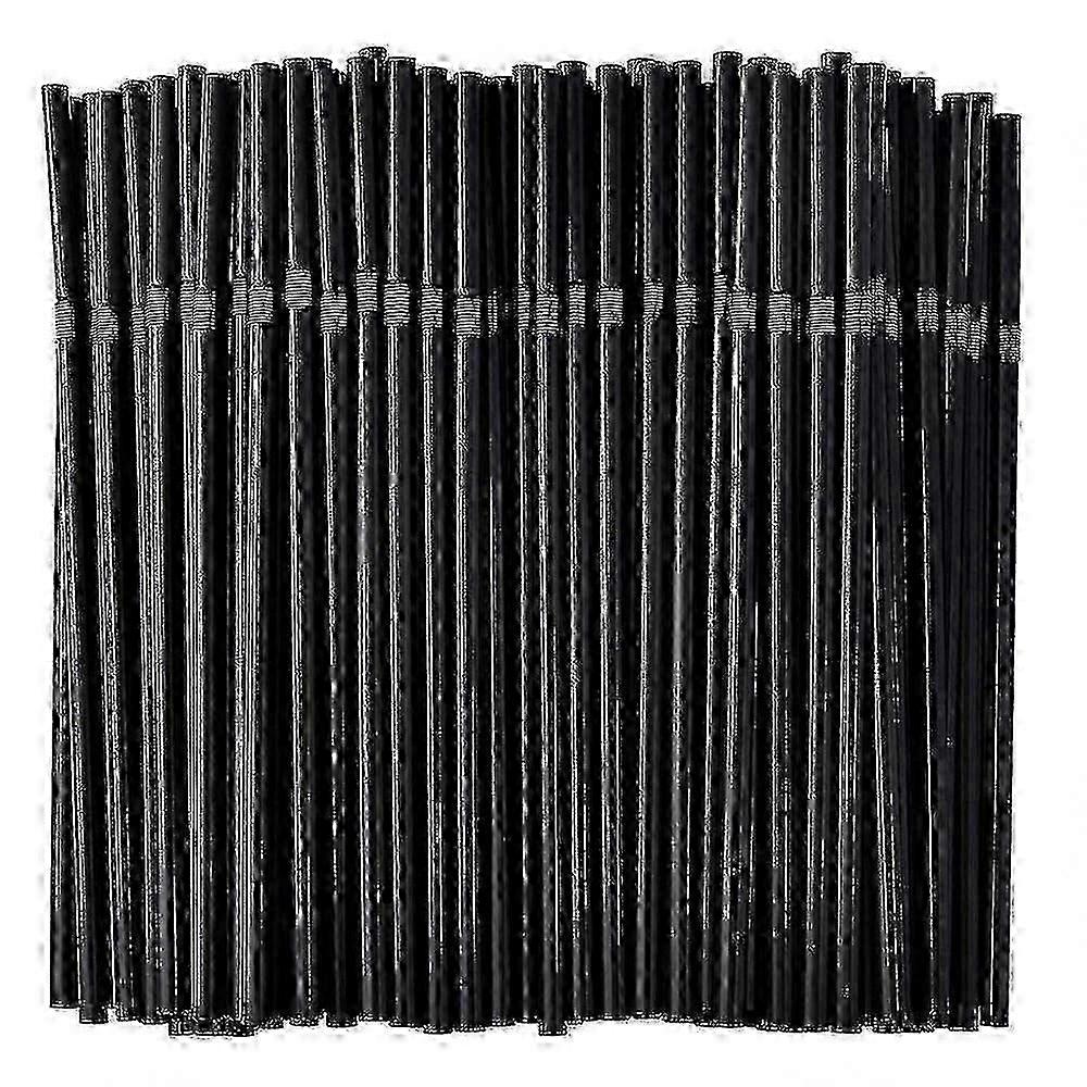 200pcs Flexible Plastic Drinking Straws - Reusable & Bendable Black Straws for Beverages