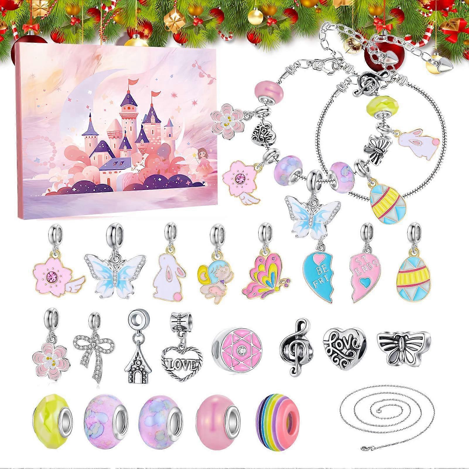 Christmas Advent Bracelet DIY Craft Kit 24 Days Countdown Calendar for Girls and Family Parties