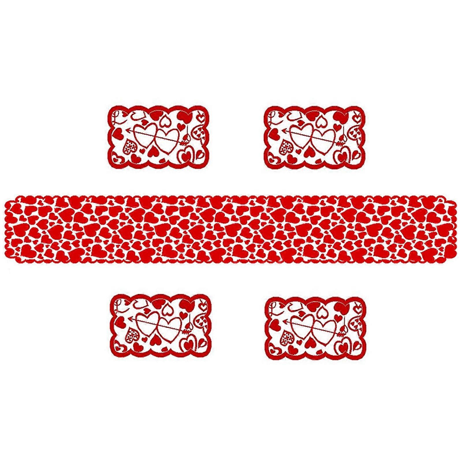 Daiosportswear Valentine's Day Table Flag Decoration Red Knitted Table Flag