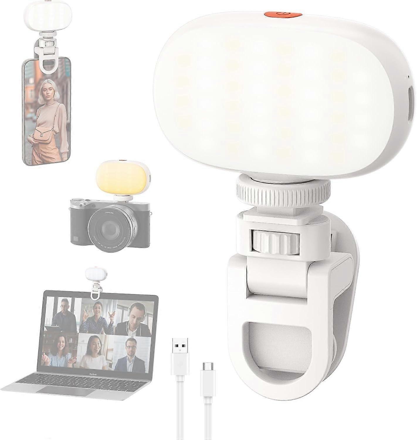 Mini Photo Lighting, LED Video Light with Clip USB Rechargeable  Colors Light Dimmable Rotatable