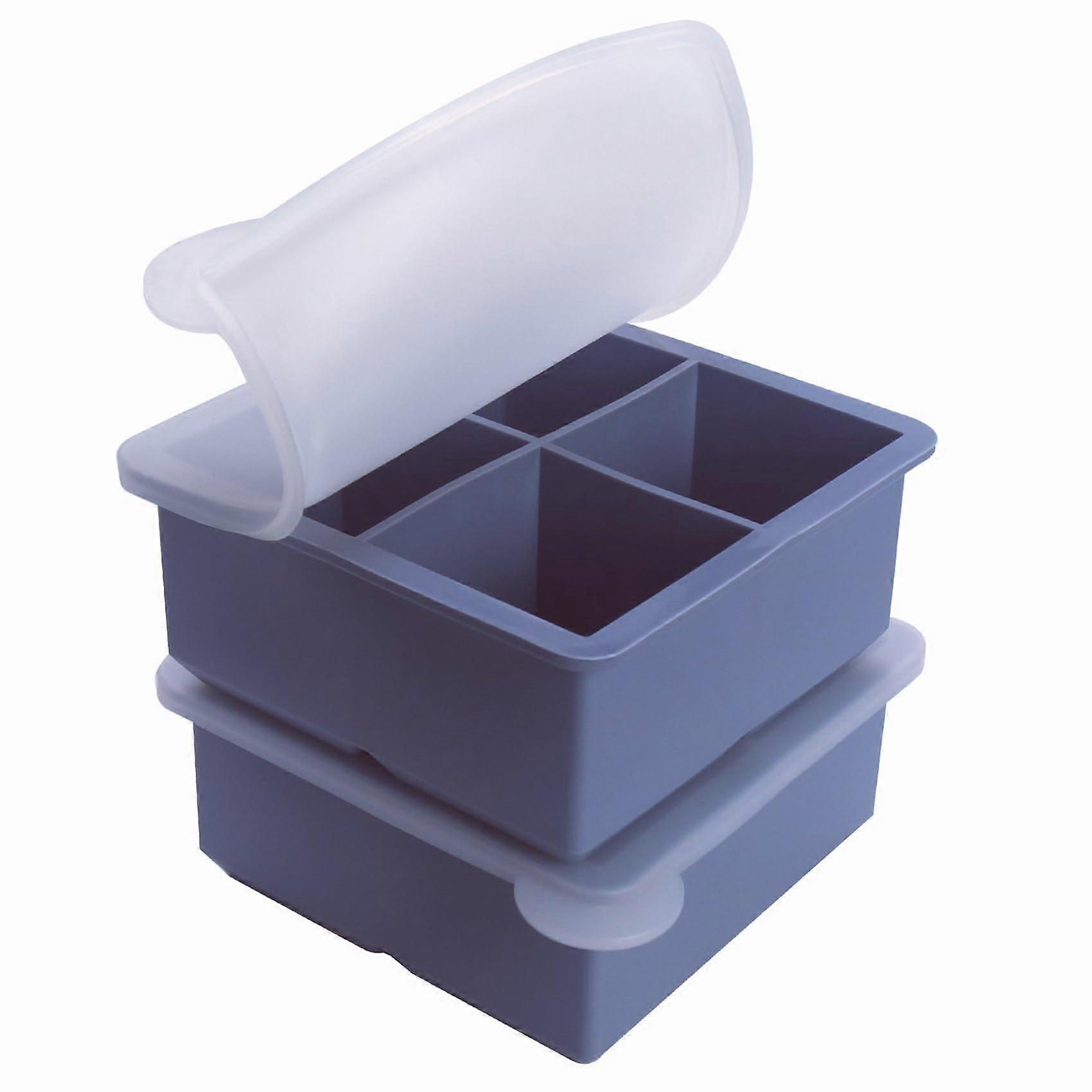 Silicone Freezer Tray with Lid 2 Pack, Half Cup Portion Meal Prep Container for Sauces and Soups