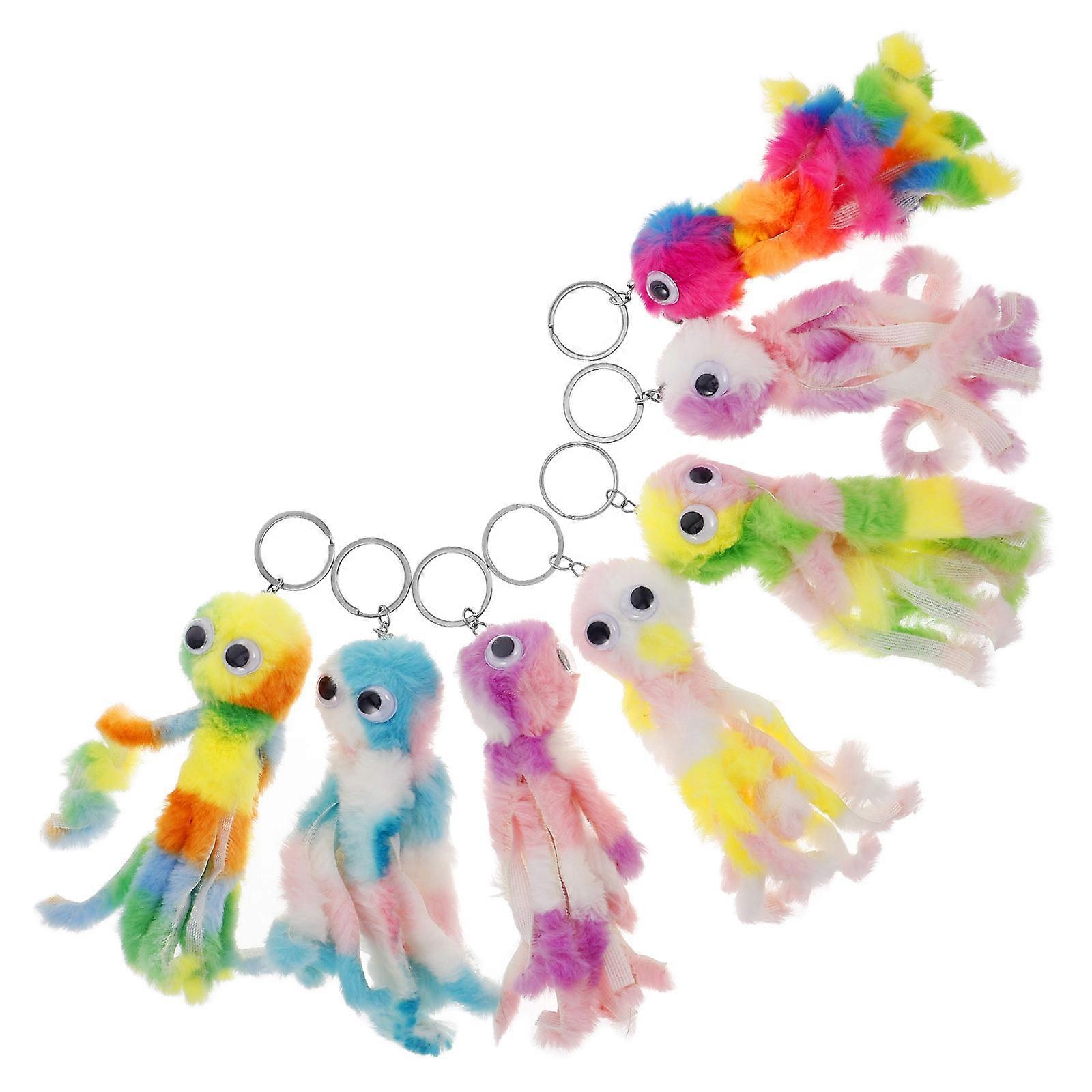 Adorable 7Pcs Plush Keychain Ocean Animal Everyday Use Keyring Backpack Charms