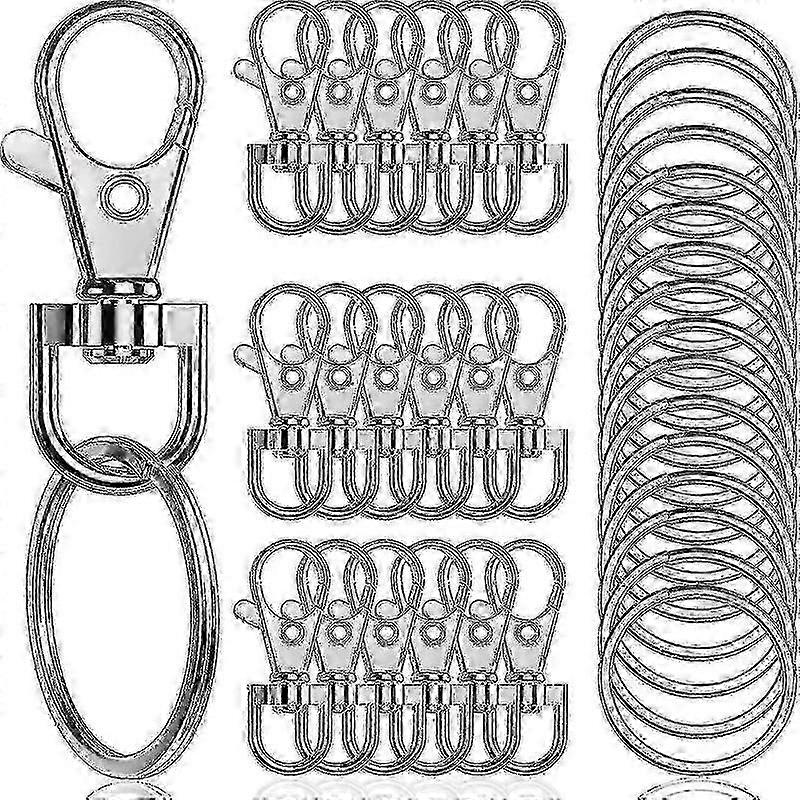 100 Pcs Premium Swivel Snap Hooks With Key Rings.metal Lanyard Keychain Hooks