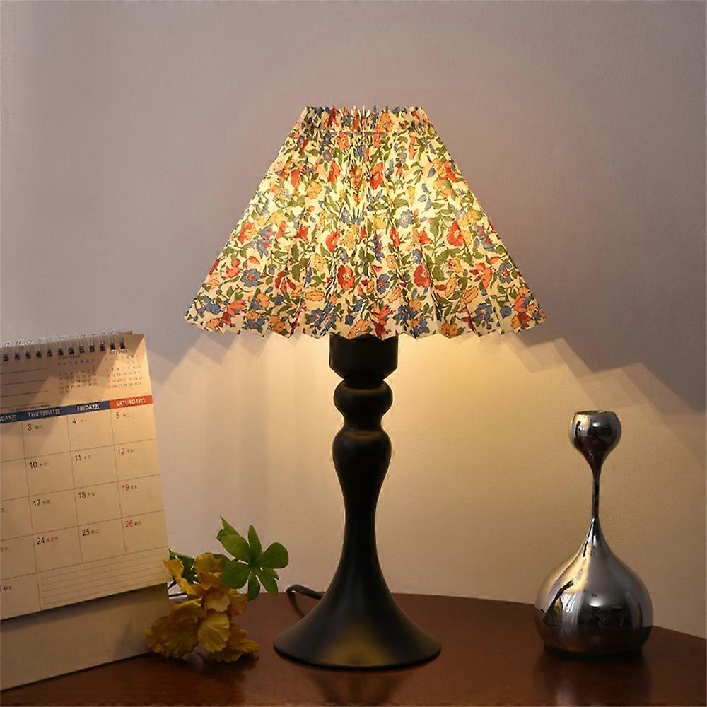 12W Pleated Bedside Lamp 3 Level Dimmable Nordic Table Lamp Flicker-Free Eye-Care Decor Light with I