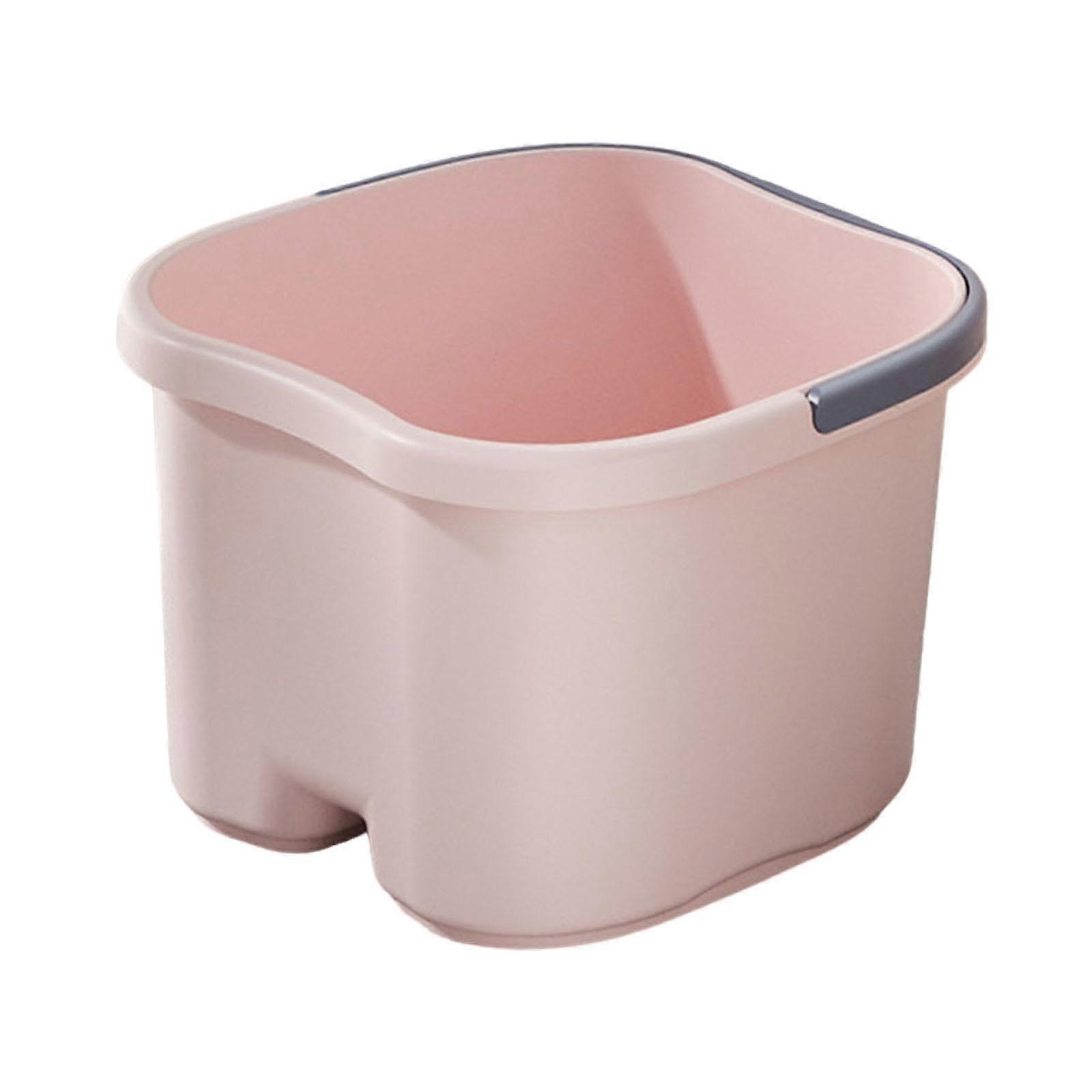 Foot Spa Tub with Deep Calf Coverage and Massage Nodes, Durable Plastic Pedicure Basin, Pink