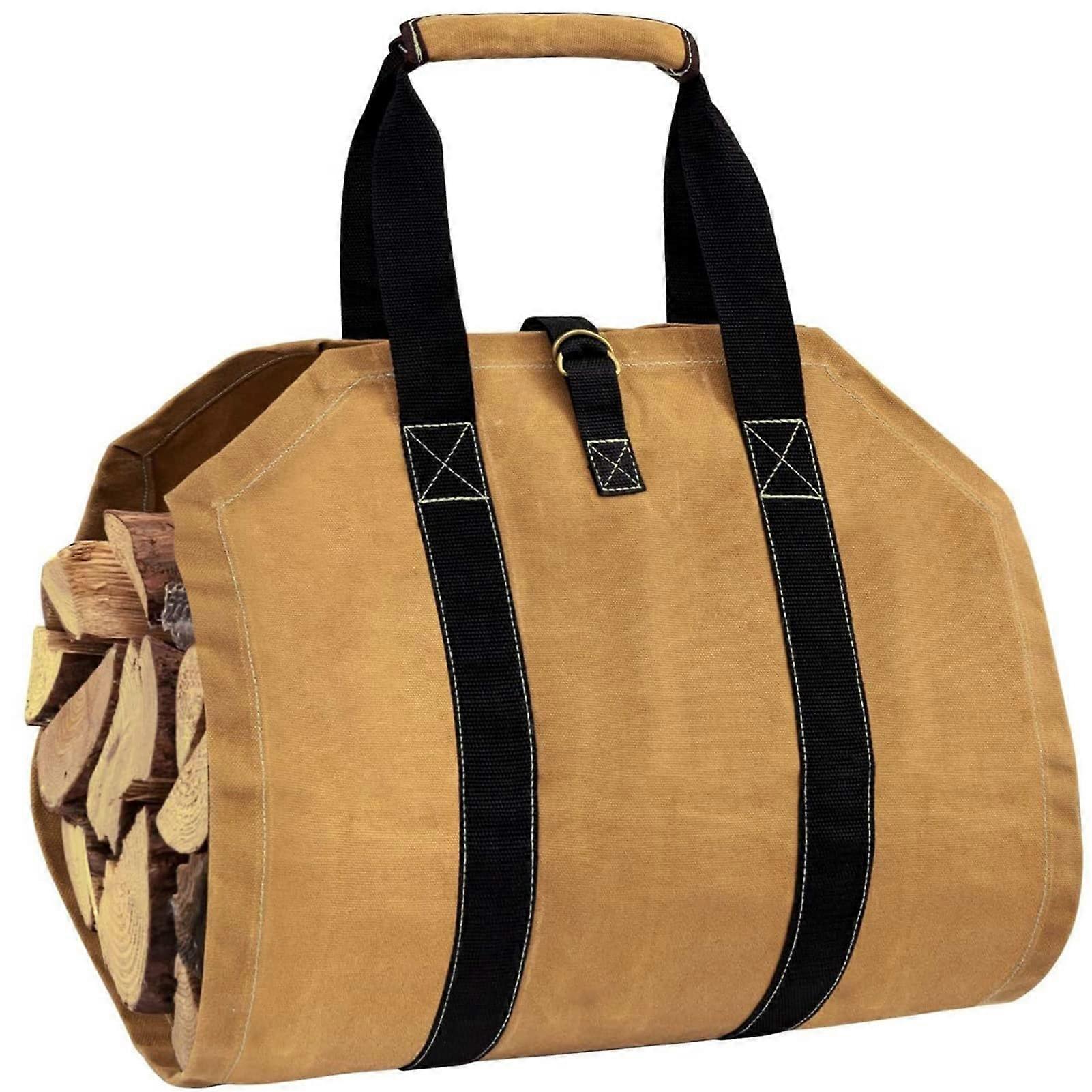 Firewood Carrier Bag Large WaterResistant Canvas with Reinforced Handles for Camping 45x100cm