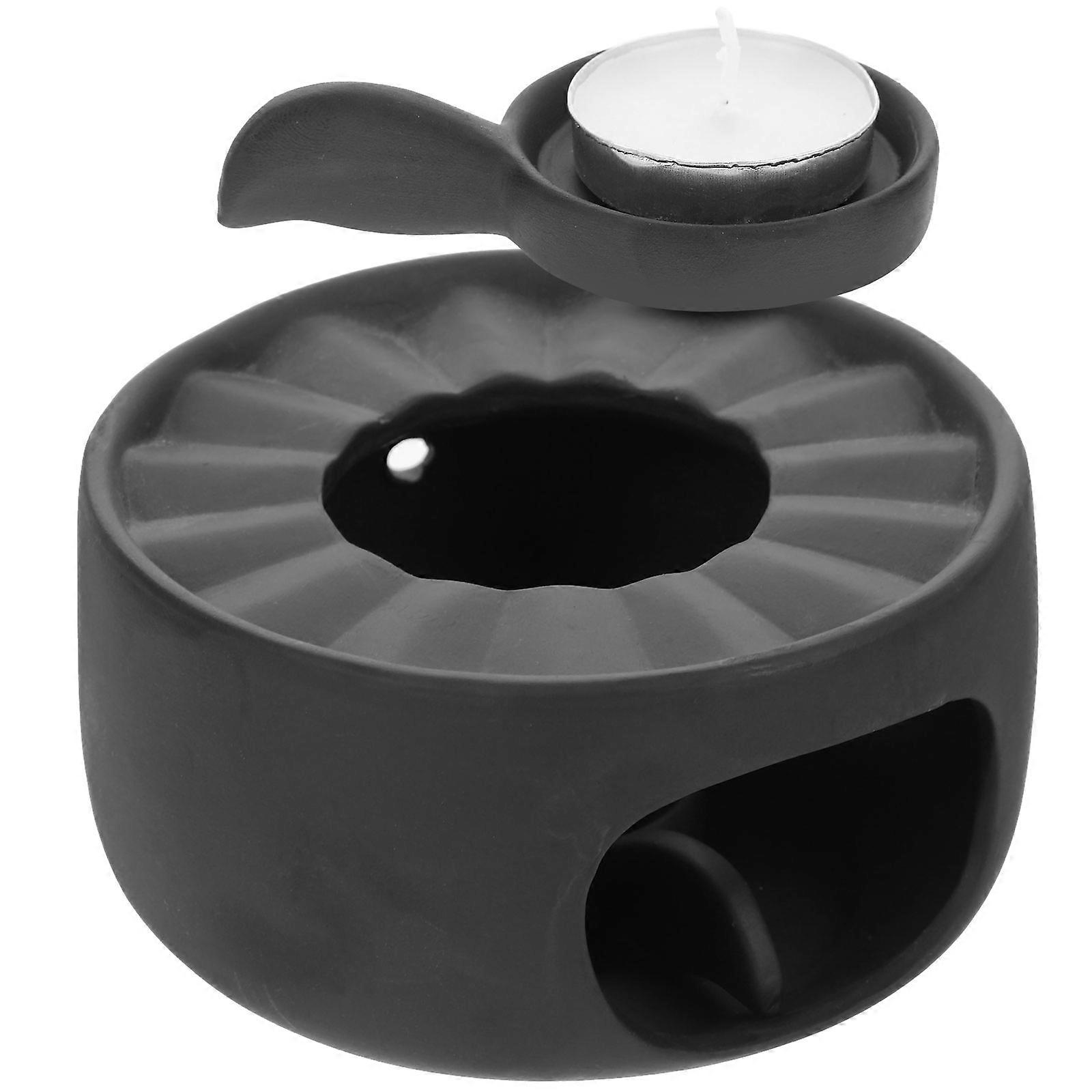 4Sets Ceramic Teapot Warmer for Heating Tea Black Ceramic Base