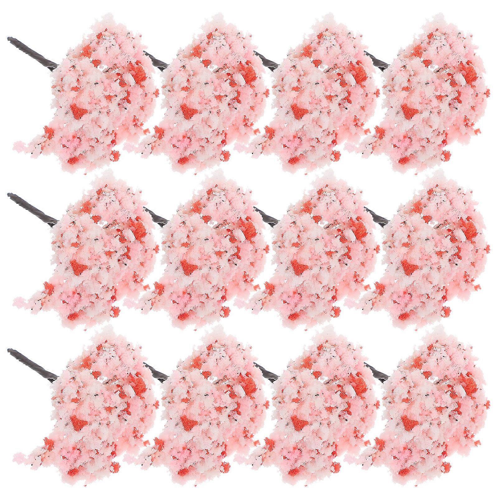 60Pcs Miniature Cherry Blossom Tree Model for Decor Use Pink Color