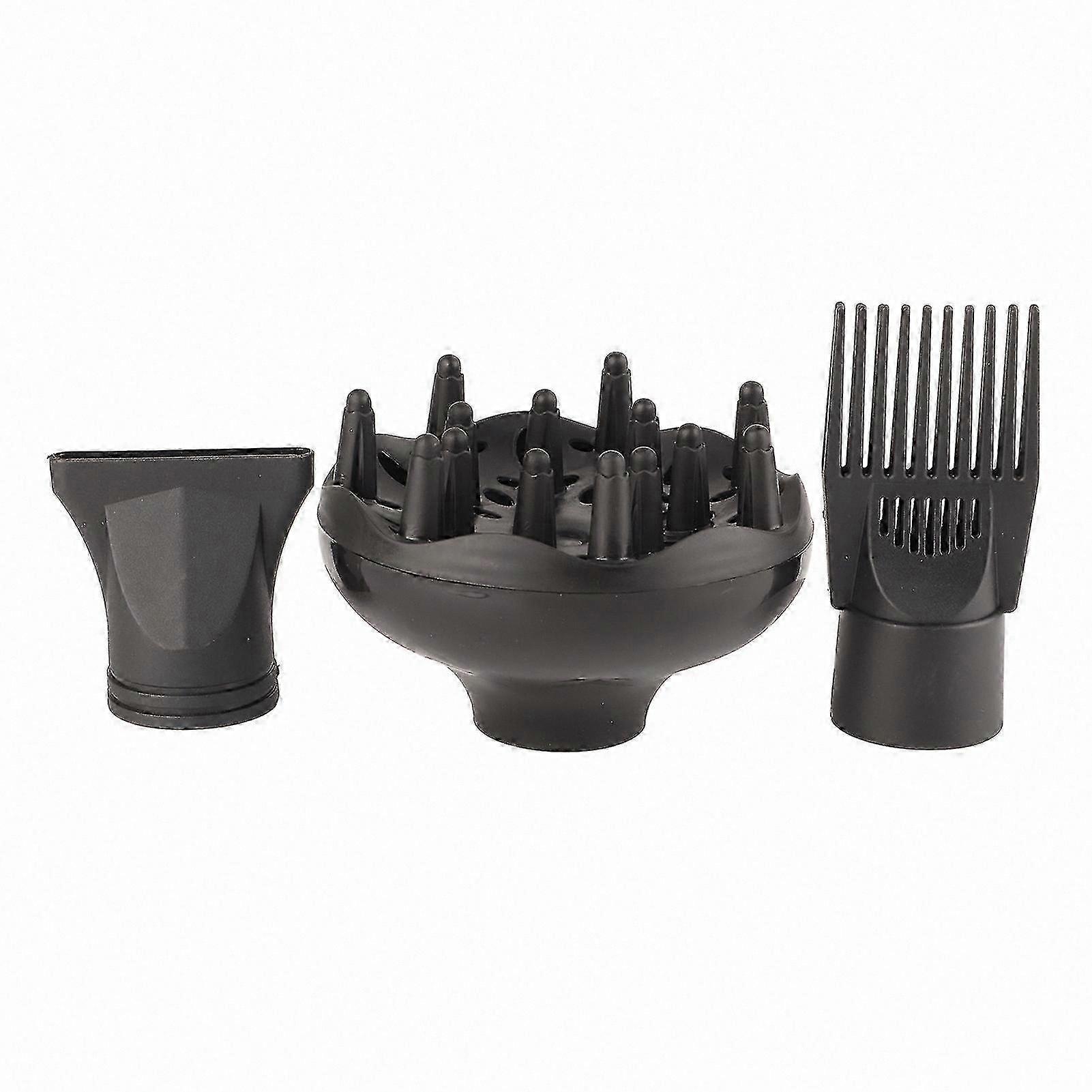 3-Piece Styling Tool Set for Hair Dryers - Plastic Diffuser Nozzle and Comb Attachments