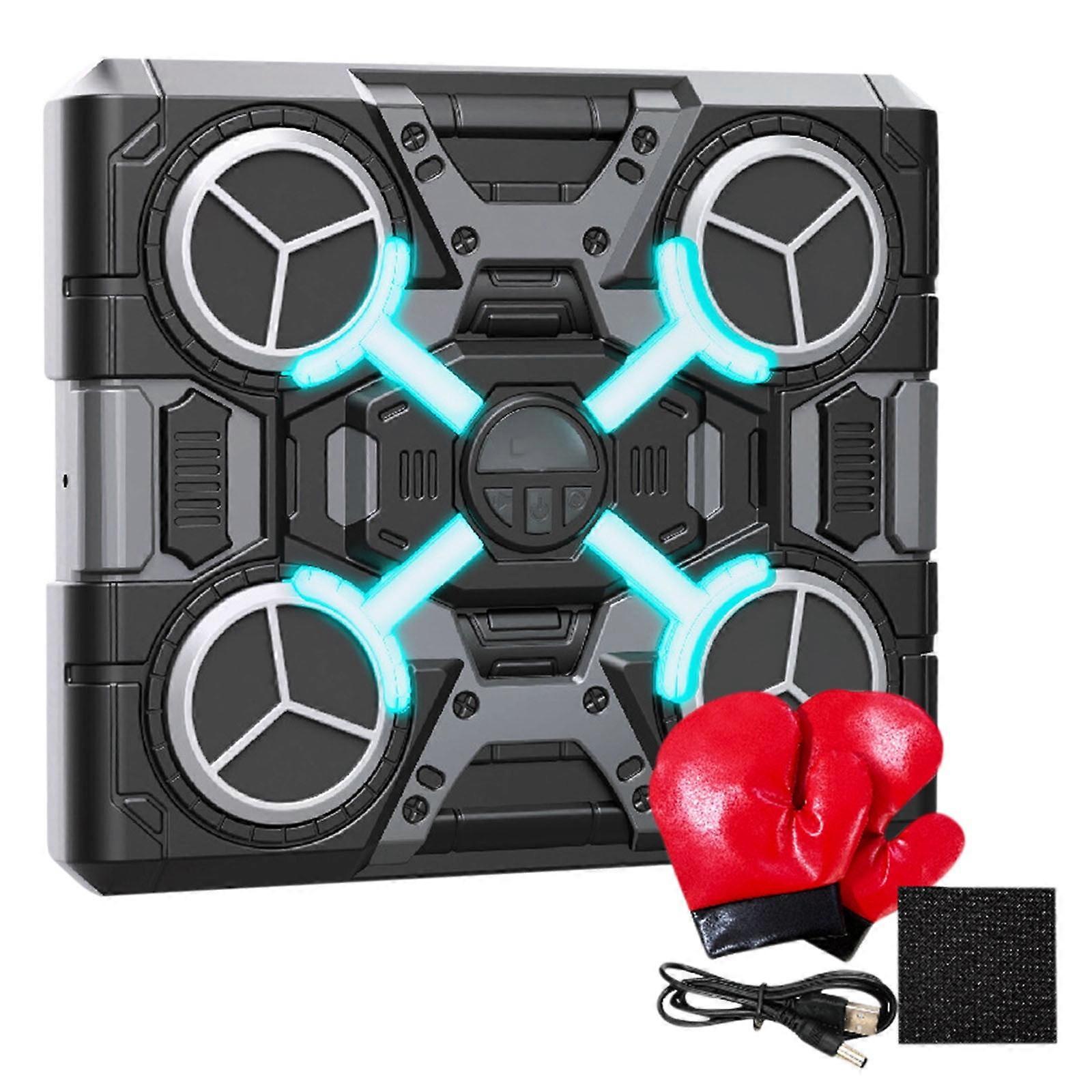 Coollooc Music Boxing Machine for Kids, Compatible with Bluetooth, LED Display, Gloves Included, Wall Mount Exercise Equipment
