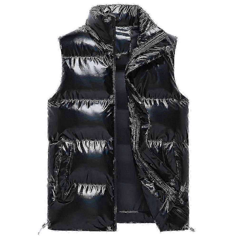 Mens Stand Collar Padded Shiny Vest