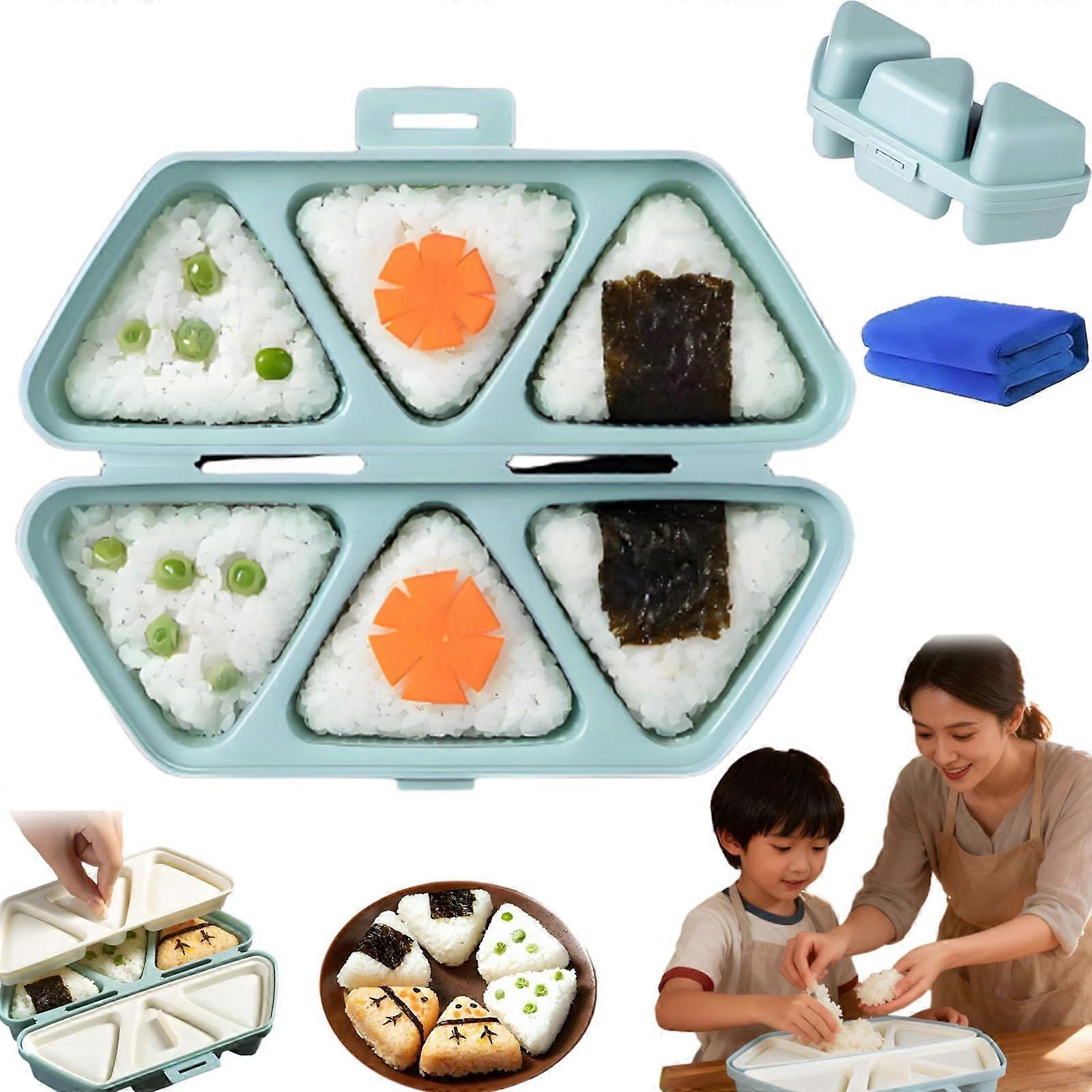 Onigiri Mold 6 Cavity Triangular Rice Ball Maker Nonstick Foldable for Sushi Musubi Picnic