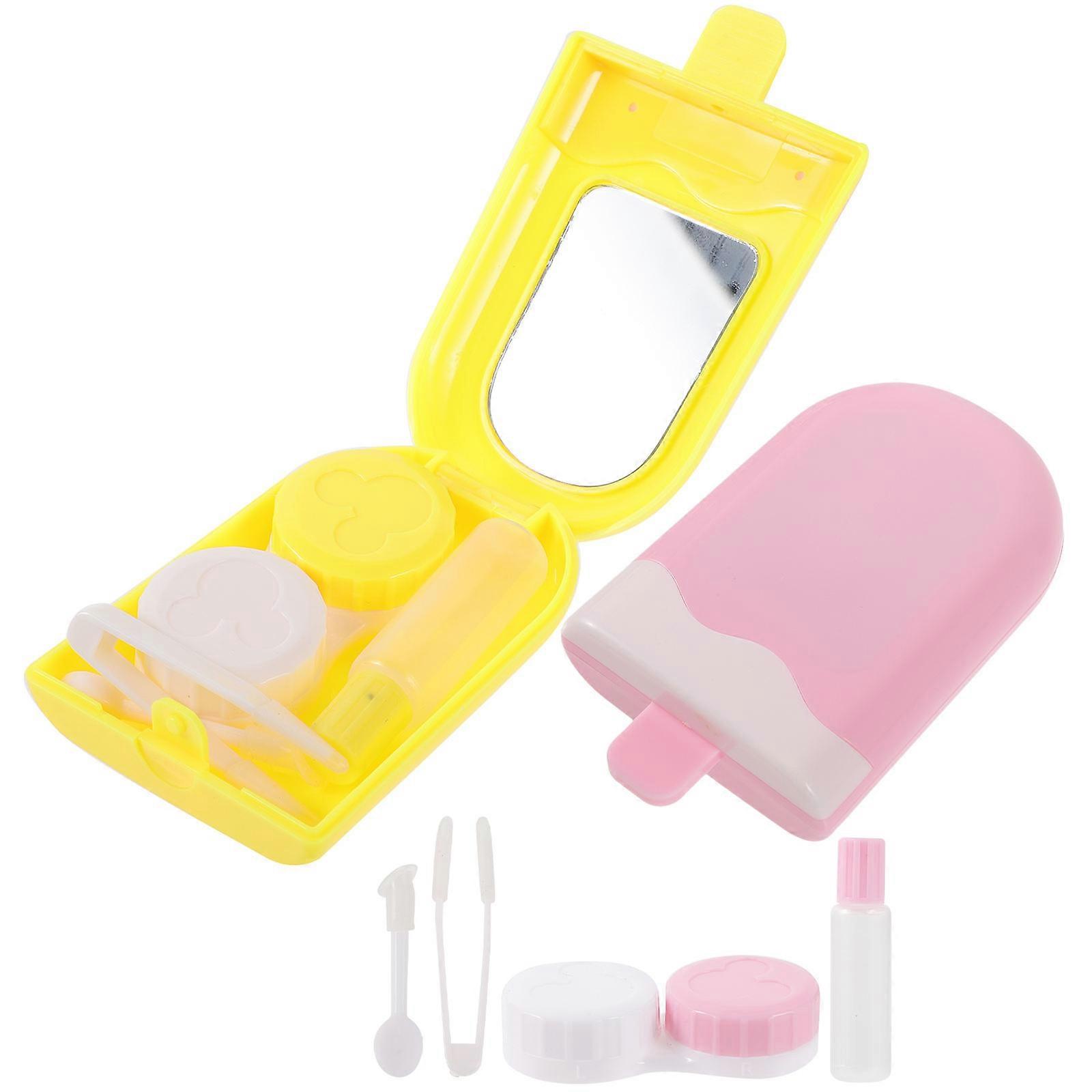 Plastic Lens Box Ice Cream Shape for Storage 4Sets Contact-Lens Case