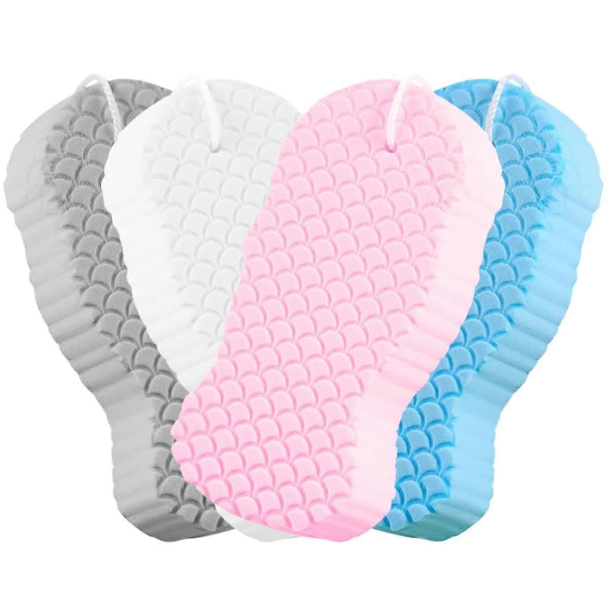 4pcs Exfoliating Bath Sponge Set with Gentle Soft Texture for Sensitive Skin and Large Body Scrubber