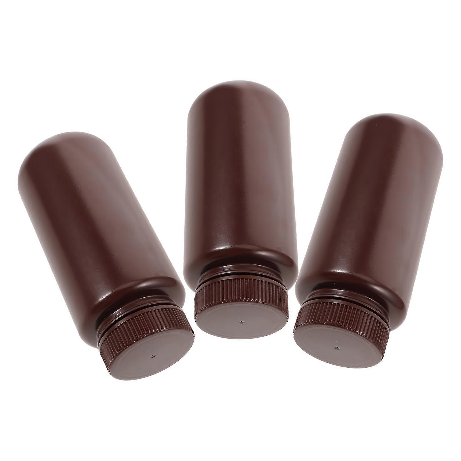Storage Bottles with Lid for Storage Use 3Pcs Plastic Brown Reagent Containers
