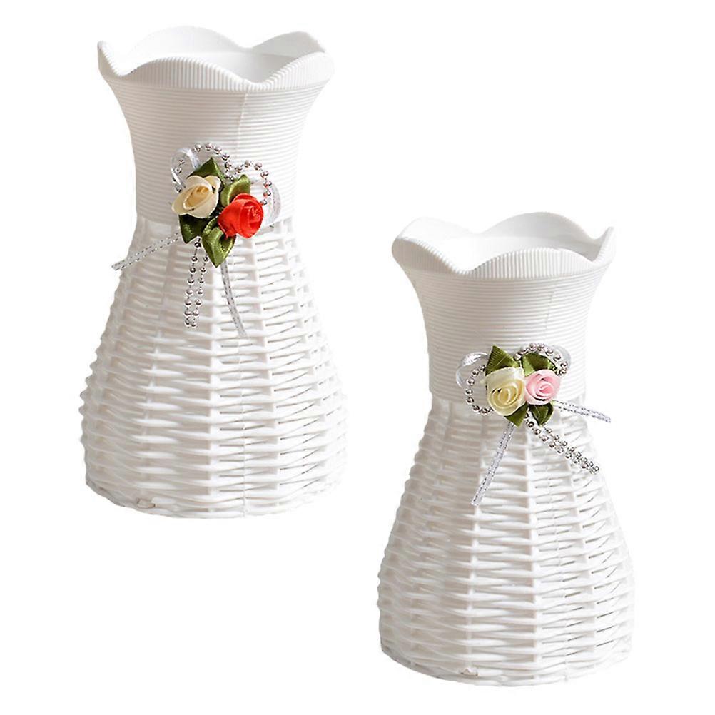 Decorative Vase Gift for Friends Random Style 10*16.5cm White Plastic 2Pcs