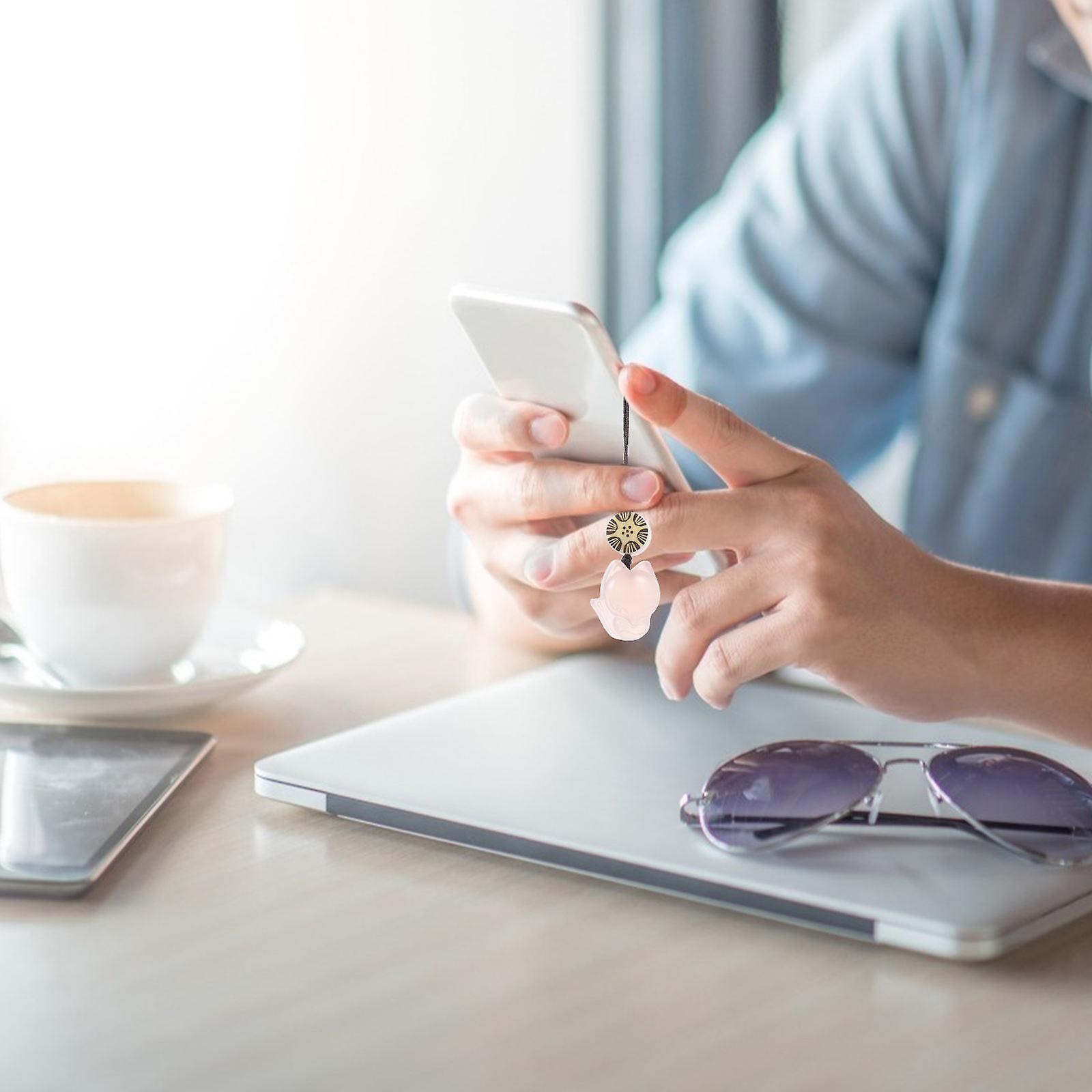 Pink Chalcedony Fox-Shaped Phone Hanging Decor for Decoration Unique Strap