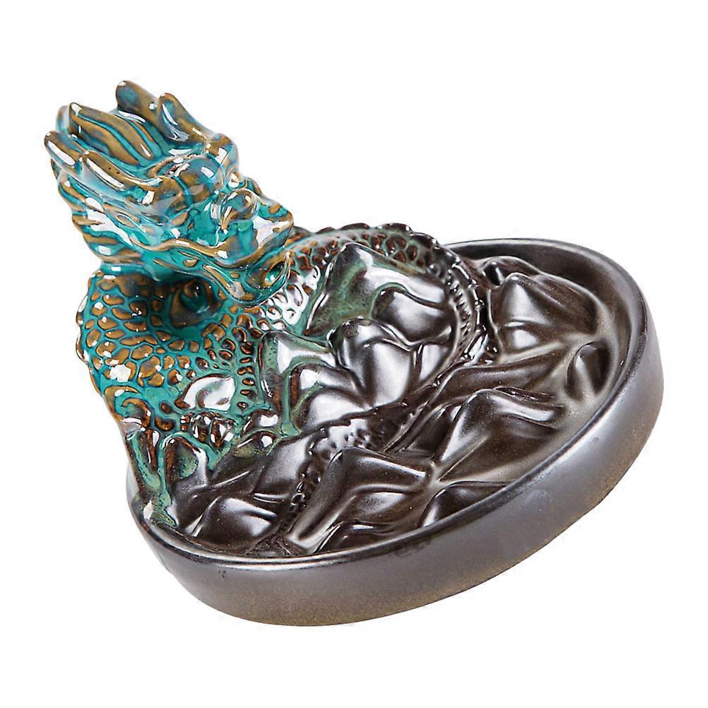 Dragon Ceramic Backflow Incense Burner Green for Incense Holding