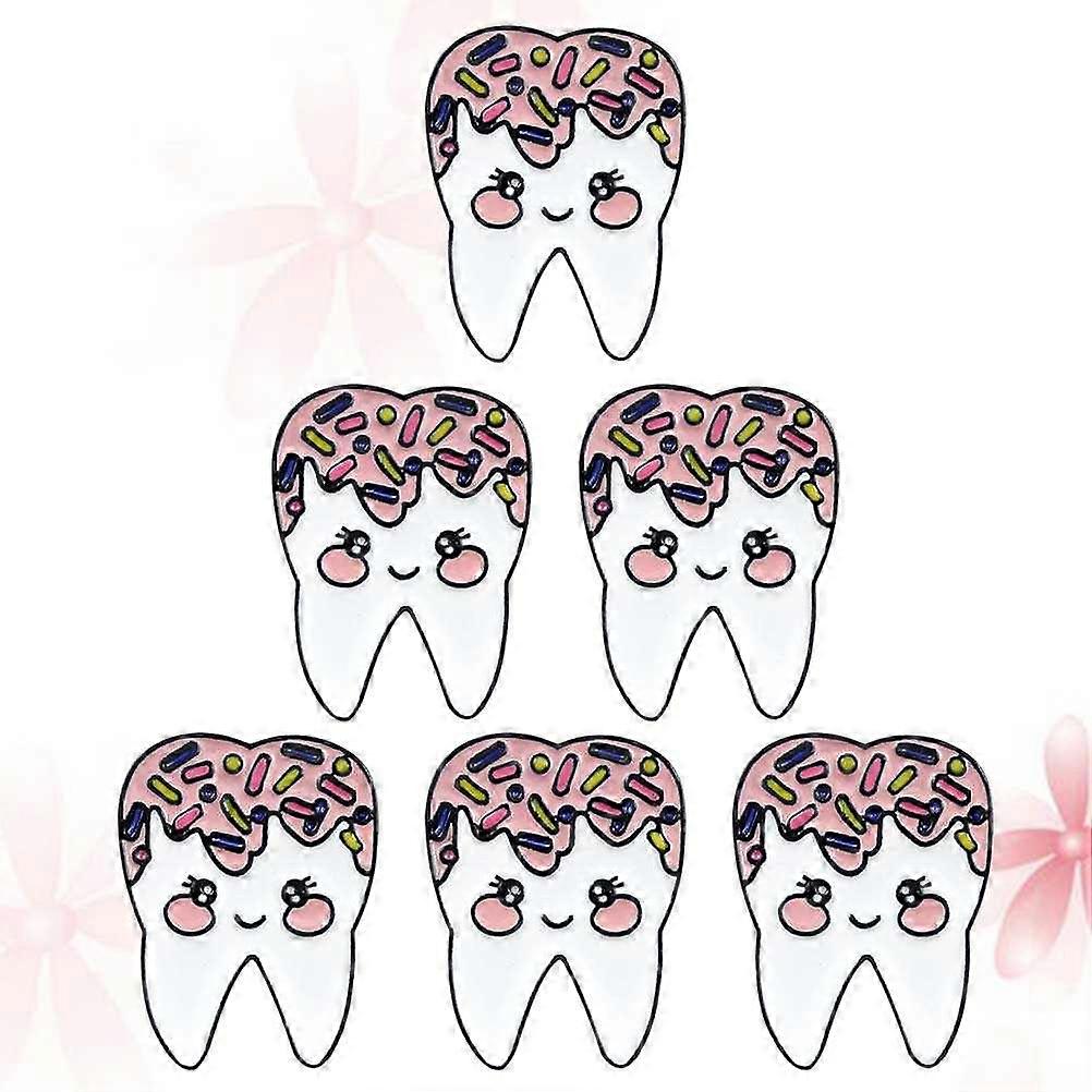 Creative Alloy Teeth Shaped Brooch for Decoration 6Pcs Accessories