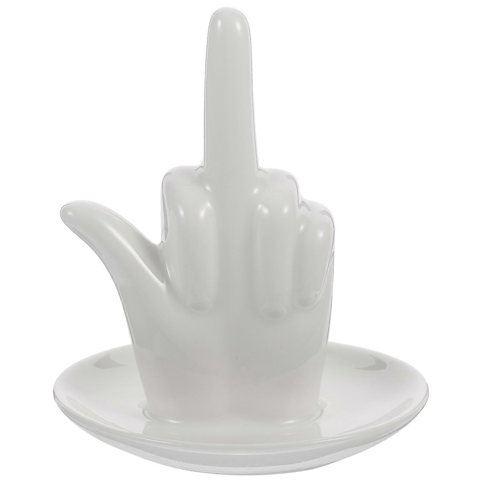 Ceramic Jewelry Display Tray for Storage Use White Hand Modeling Decor