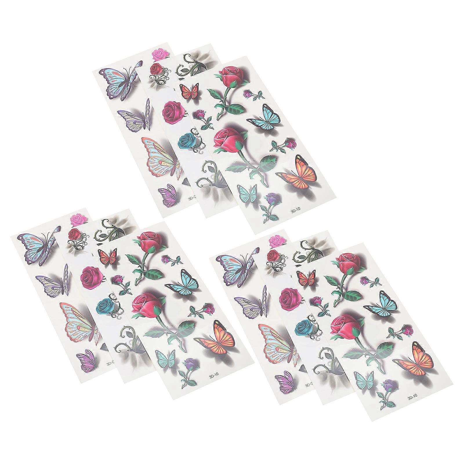 Waterproof Butterfly Stickers Temporary Decals for Decoration 9 Sheets Set