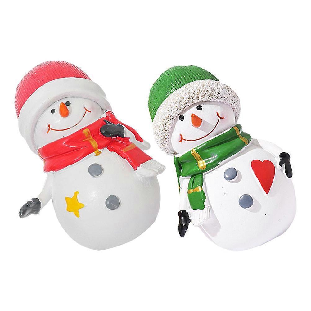 Miniature Resin Snowman Figurines Assorted Color for Decorating 4Pcs