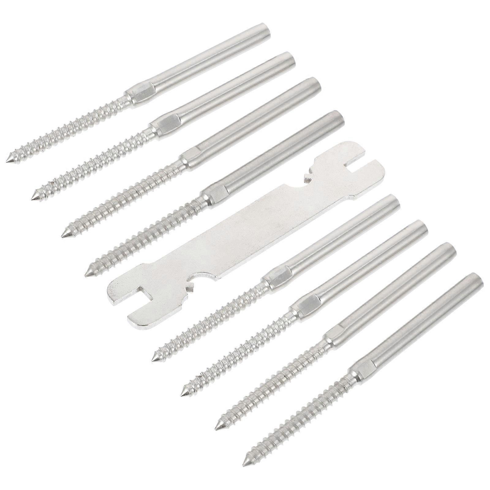 Sturdy Deck Railing Hardware in Silver Stainless Steel for Wire Rope 8pcs