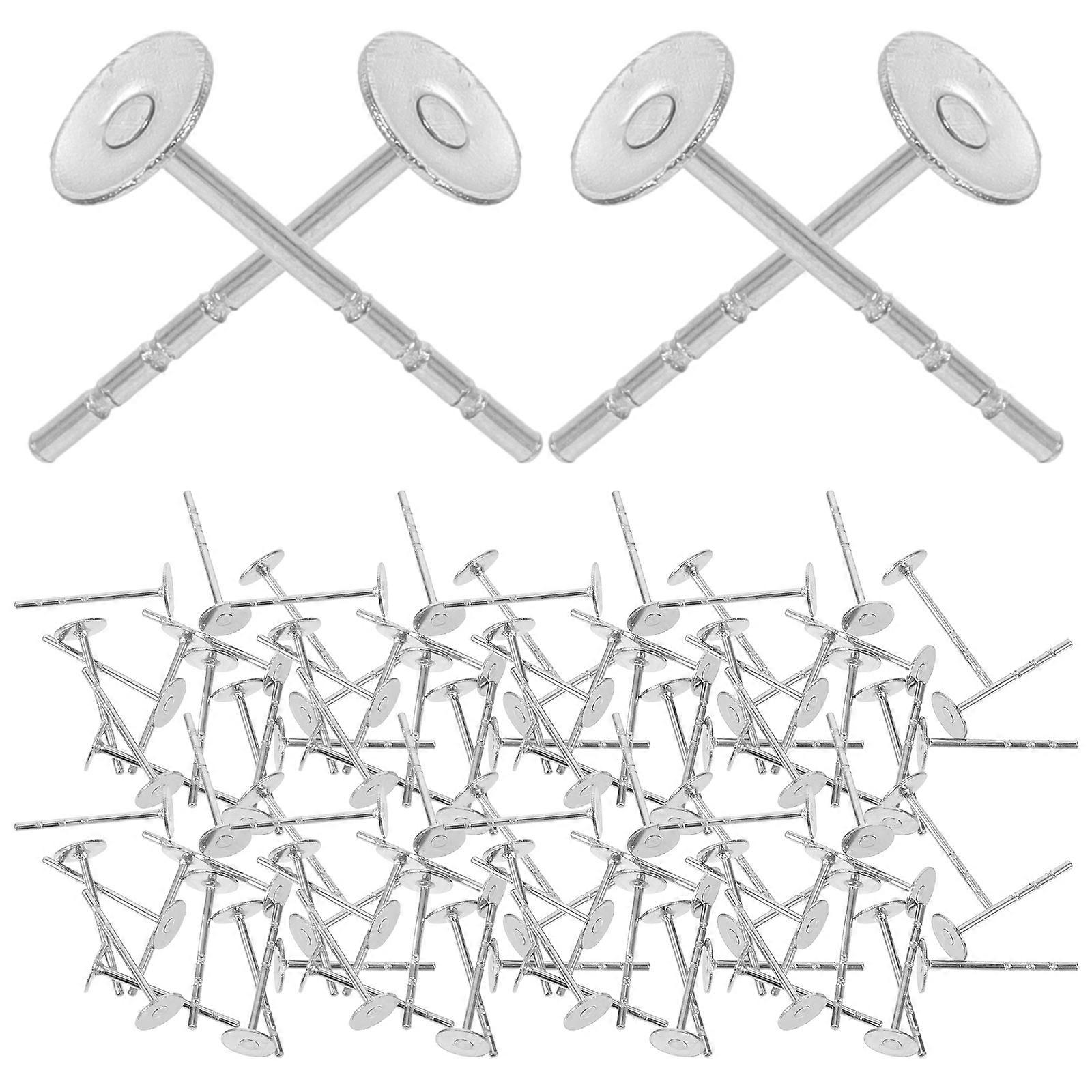 Earring Posts Metal DIY Earring Making Materials 2Pcs 1 Bag Silver Color