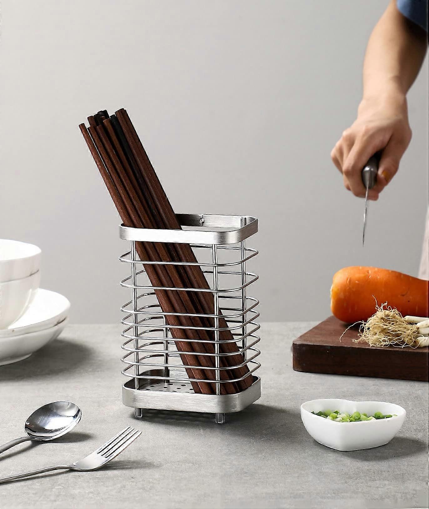 RustProof Stainless Steel Utensil Holder with Removable Drip Tray, Kitchen Sink Organizer