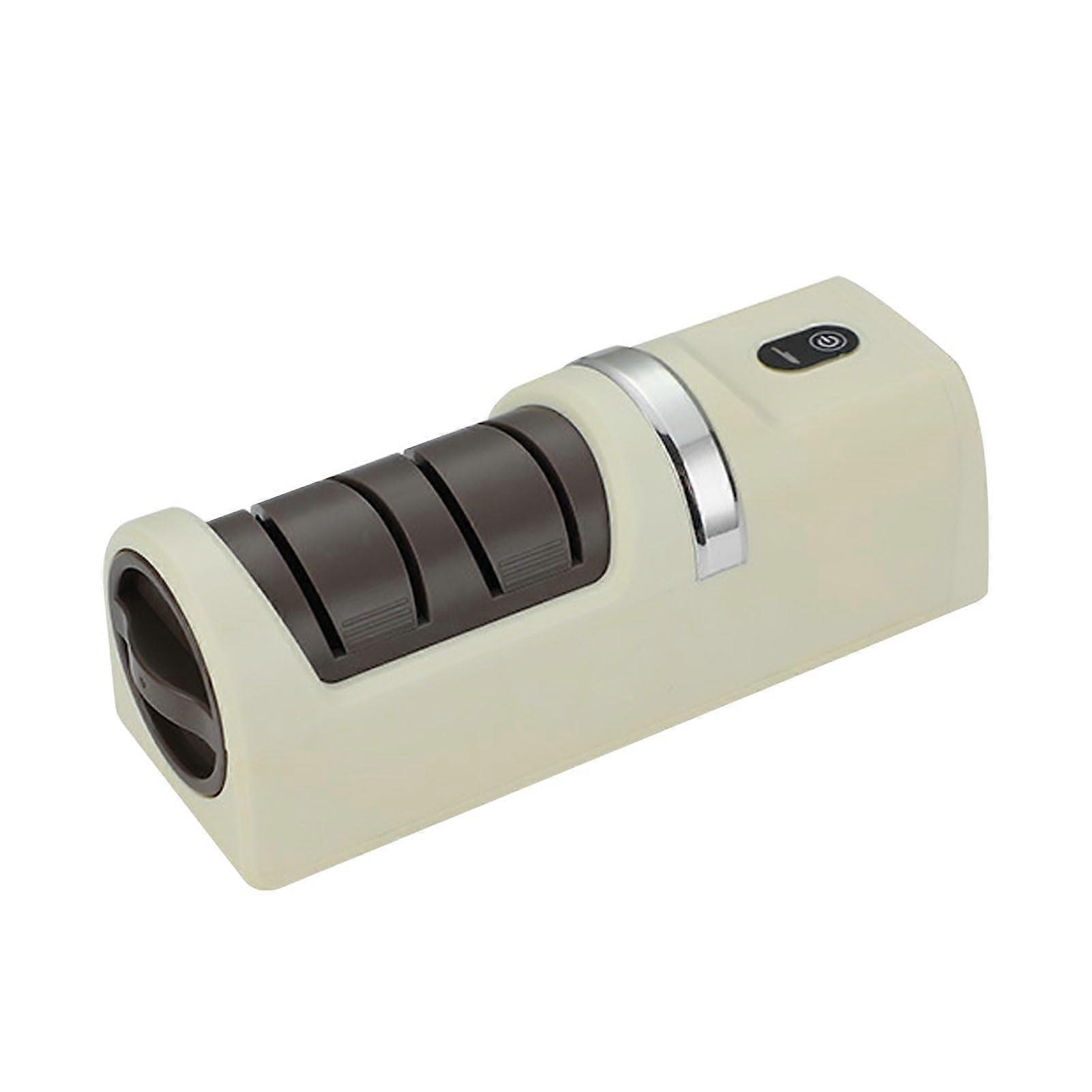 Electric Knife Sharpener USB Rechargeable with Coarse and Fine Wheels NonSlip Base for Kitchen Camping