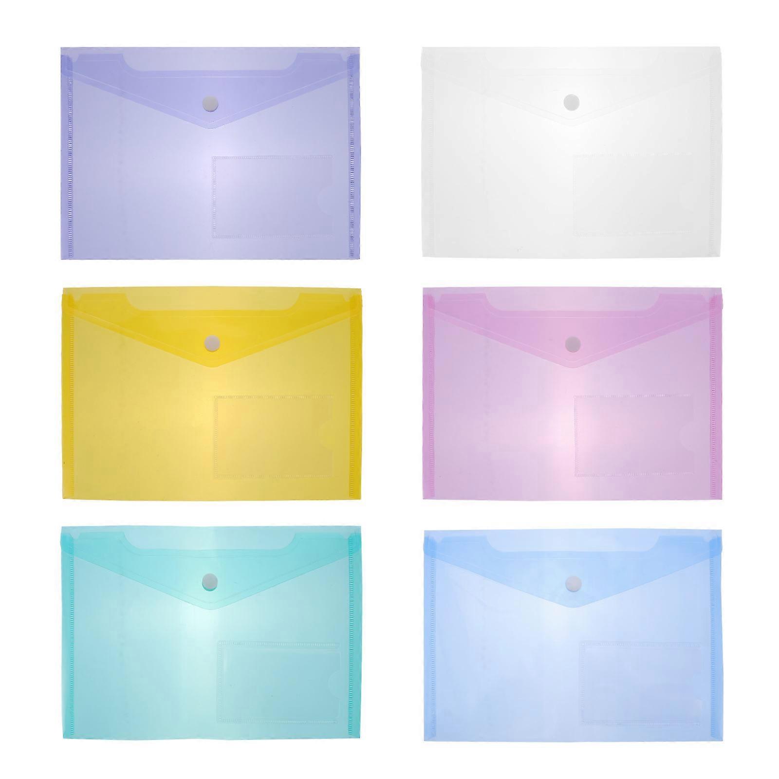 File Folders With Pockets Waterproof Tear-Proof Plastic Document Holder for Students Rectangular A5 Transparent 30Pcs