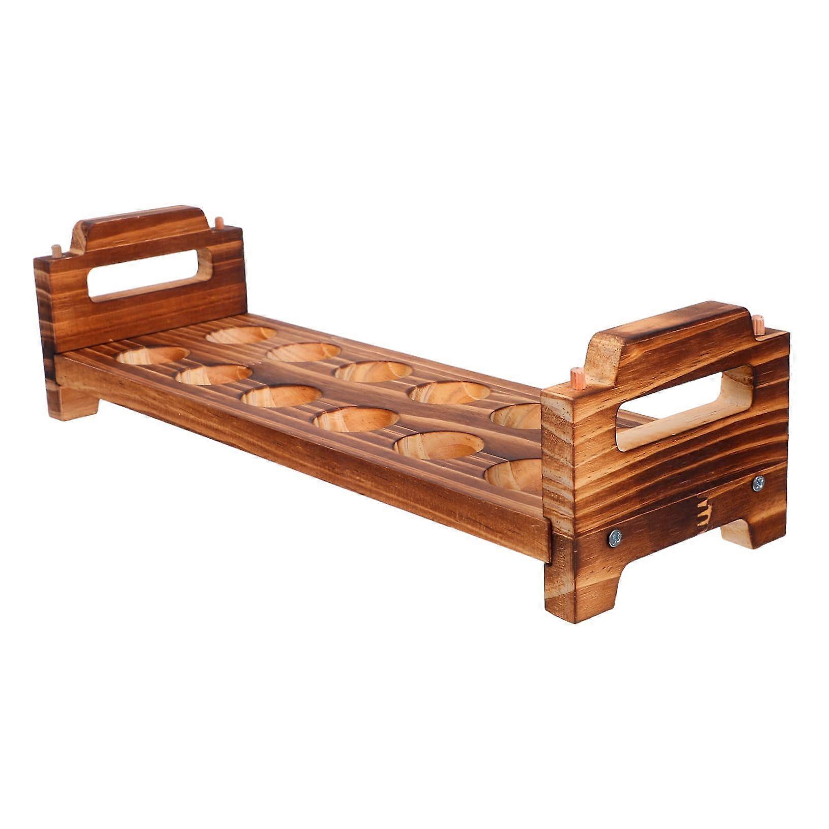 Wooden Egg Holder for Kitchen Counter, Stackable 12 Egg Storage Rack with Easy Carry Handles