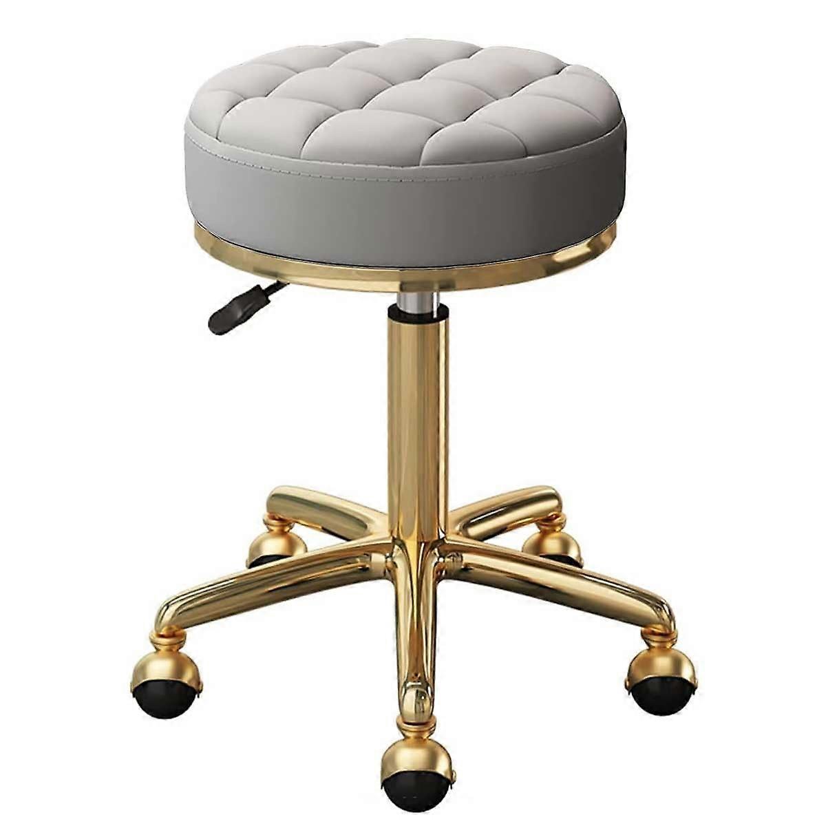 Swivel Salon Stool Height Adjustable PU Leather Rolling Spa Chair with Light Gray Chrome Frame