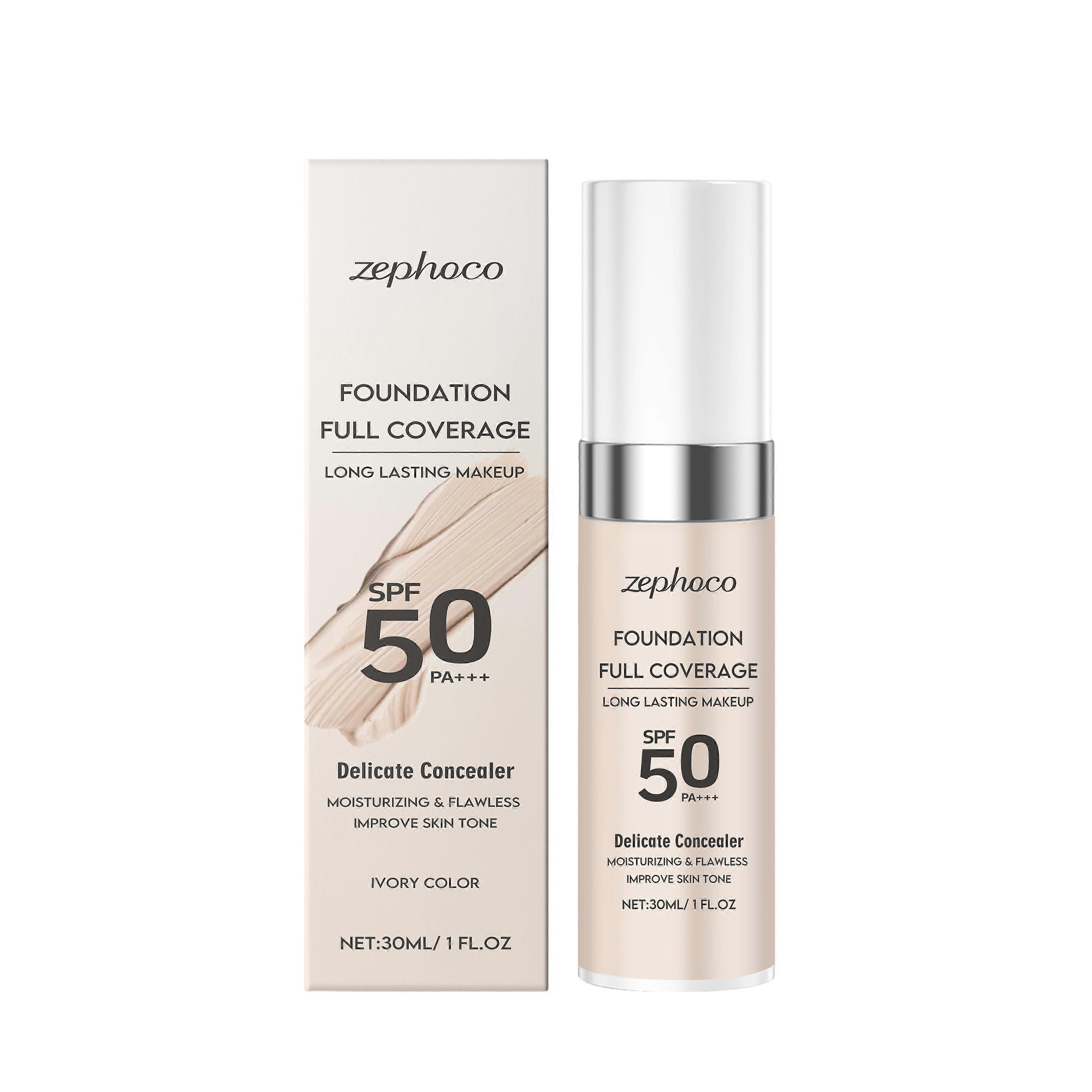 Zephoco Ivory White Flawless Color-Changing Foundation -nestemäinen meikkivoide, kosteuttava, öljyä hallitseva, pitkäkestoinen, kevyt ja hengittävä meikkivoide