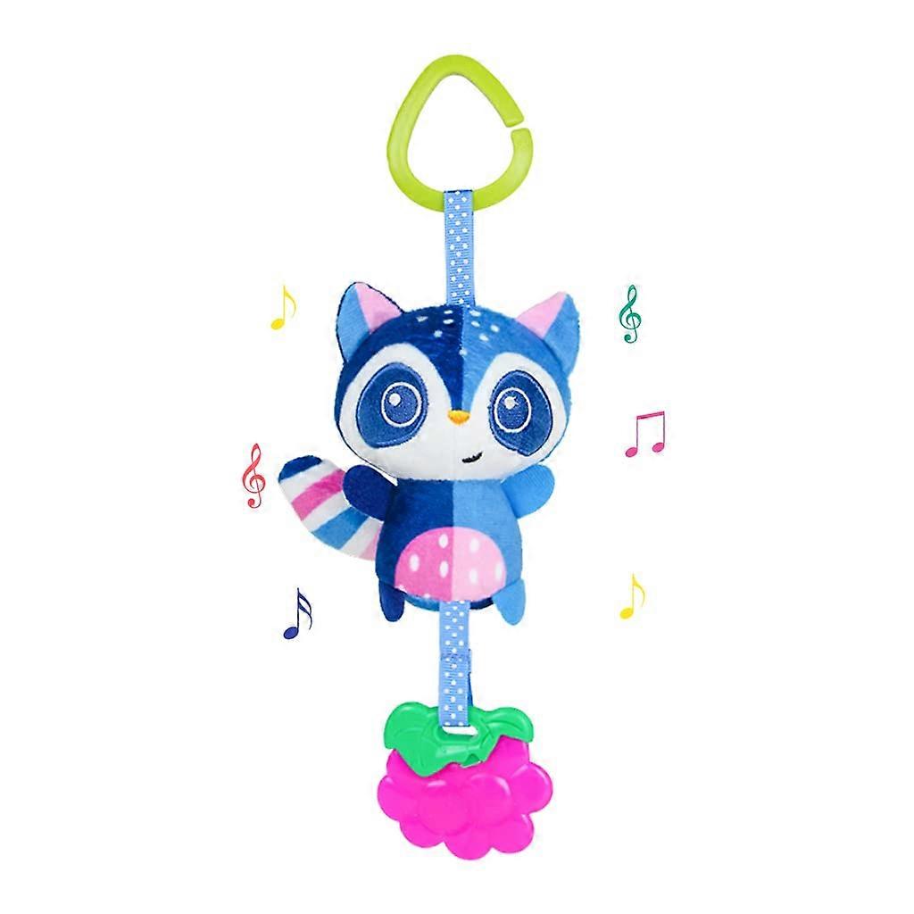 Baby Stroller Toy Fox Plush with Rattle and Soft Silicone Teether for Infant Development