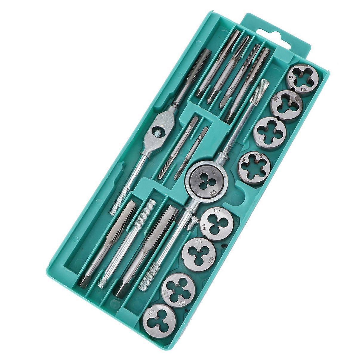 Die Set Metric Die Set for Manual Thread Processing 20Pcs Silver
