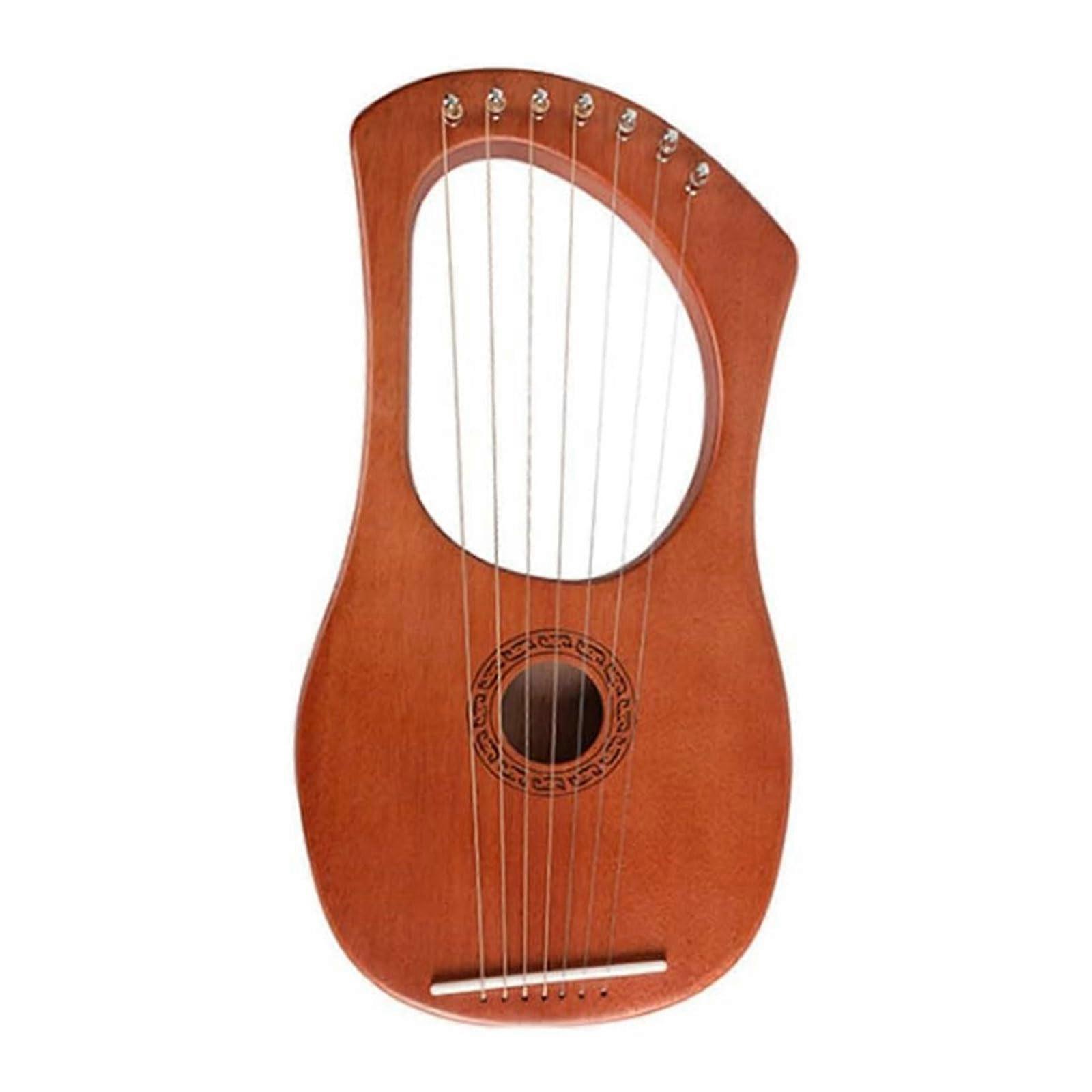 Lyre Harp 7 String Mahogany Instrument with Warm Bright Tone and Starter Kit
