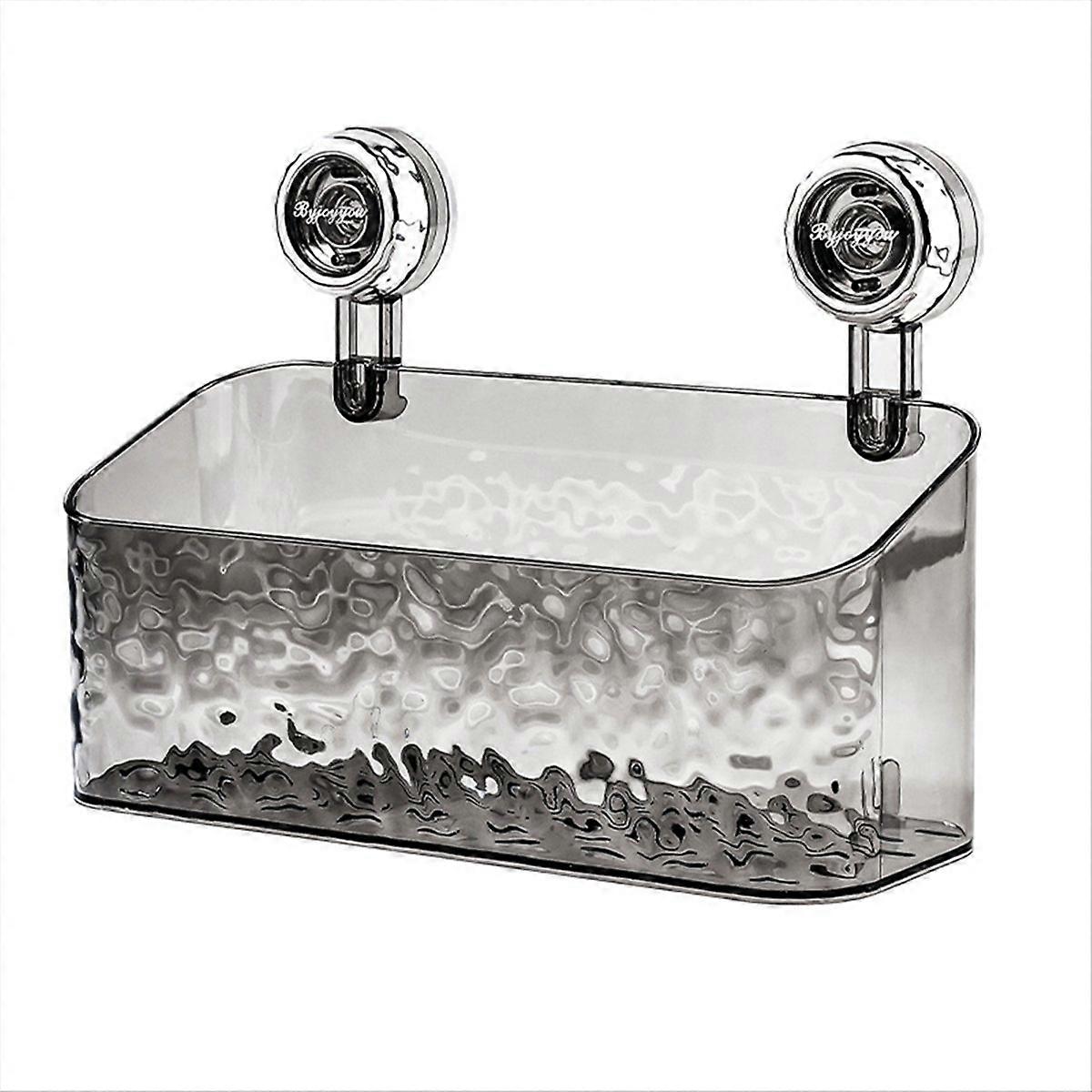 1PC Rotating Suction Cup Storage Rack Storage Box Transparent-Gray,L