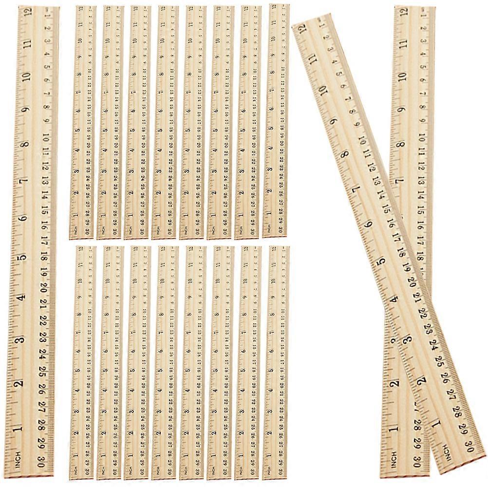 Wooden Rulers Multi-Function Measuring Tools 20Pcs for Math Use