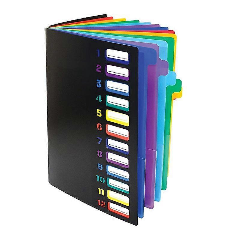 24 Clear Pocket Expanding File Folder 12 Colored Tabs 1PC