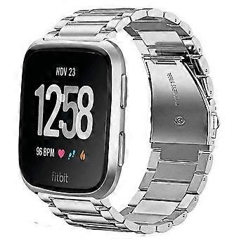Silver Stainless Steel Metal Band Strap with Quick Release Design and Secure Fit for Fitbit Versa