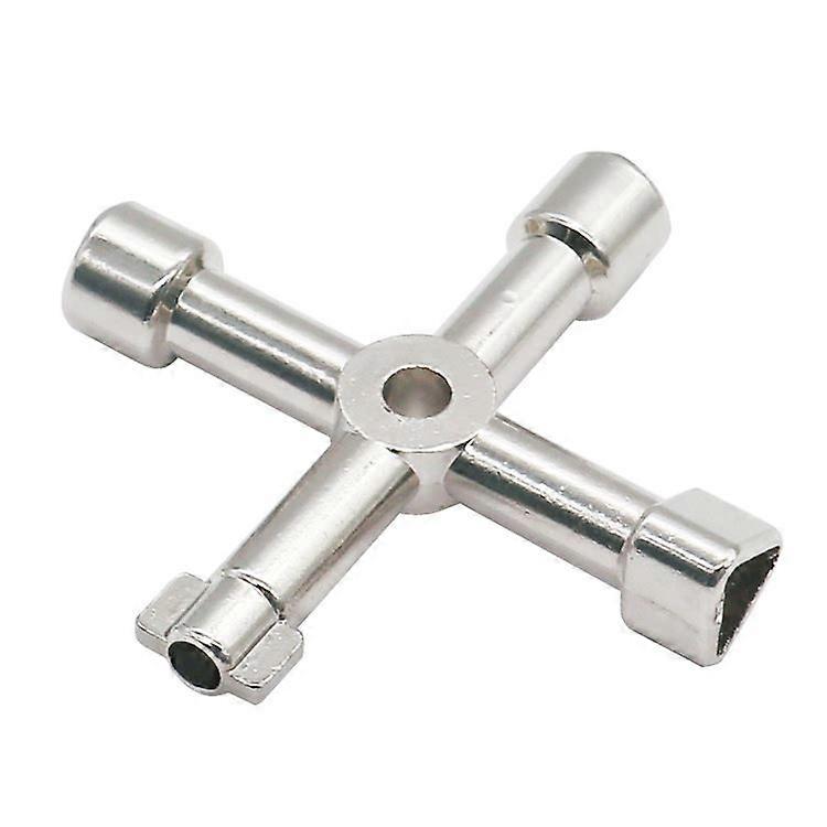 Multi-Function Utility Key, 4 in 1 Multi-Function Cross Key for Gas Electric Radiators Meter Boxes Tap Lock - 72mm, Silver