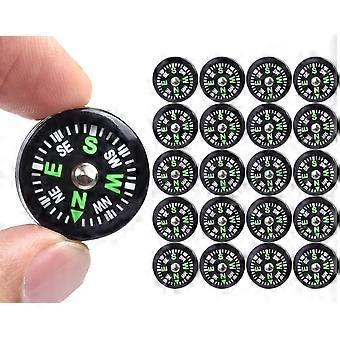 20 Pack Button Compass Mini Pocket Olie Ondergedompeld Kompas voor Kinderen Wandelen Survival Strap Paracord Camping Outdoor Activiteiten Accessoires Maat 20mm