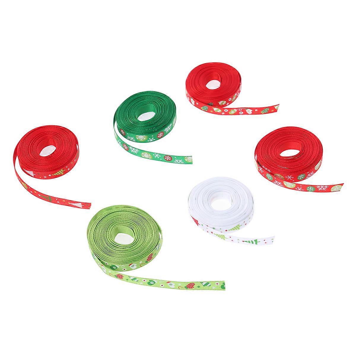 Christmas Pattern Thread Belt Grosgrain Ribbon for Binding Use 6Pcs
