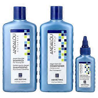 Andalou Naturals, Cellula Stem Argan, Diradamento Sistema Capelli, Age Defying, Kit 3 Pezzi