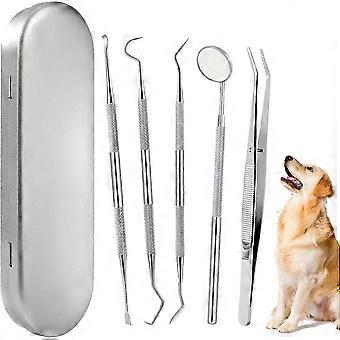 2026 Best 5 Pieces Dog Dental Scaler Kit Stainless Steel Oral Tool Pet Teeth Cleaning Tool with Case